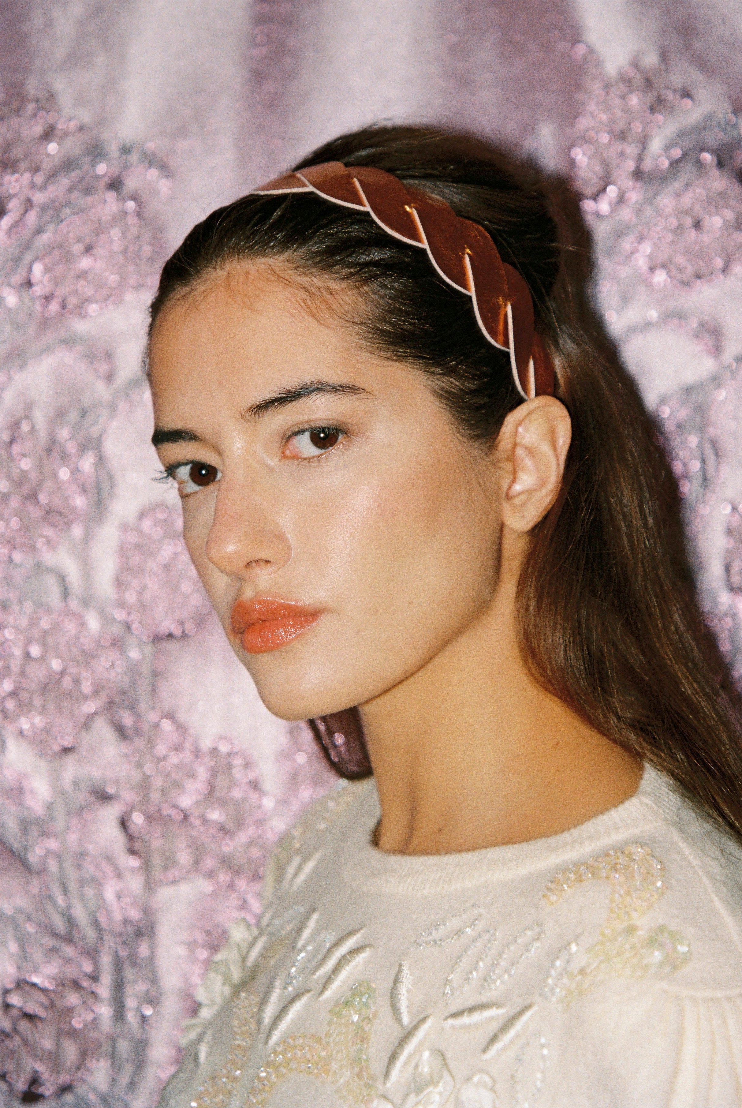 TWIST HEADBAND METAL ORANGE